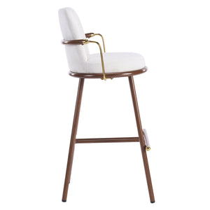 English Elm Christopher Knight Home® - Chaya Upholstered Bar Stool Set of 2 — Walnut Metal Frame, Beige Padded Seats, Gold Armrest Luxury Finish N775P340830B