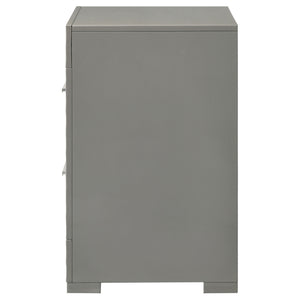 English Elm Pierce Grey High Gloss Nightstand with 2 Smooth Drawers, Felt-Lined Top, Modern Mirrored Finish B062P378424