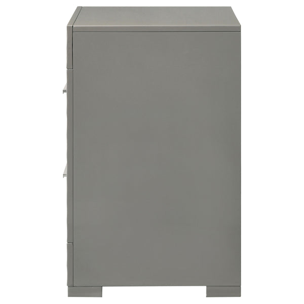 English Elm Pierce Grey High Gloss Nightstand with 2 Smooth Drawers, Felt-Lined Top, Modern Mirrored Finish B062P378424