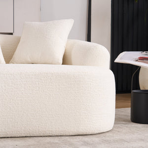 English Elm LY-025S Curved Loveseat Compact 65" Space-Saving Chenille Upholstery, 30D Foam+Spring Comfort White W2231P261287