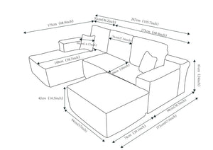 English Elm 105.7"cloud Modular U-shaped Sectional Deep Seat Corduroy Sofa for Living Room W3975S00020