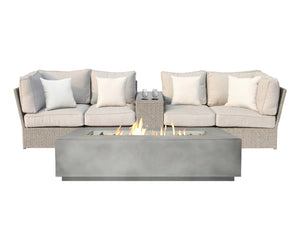 English Elm 4-Person Wicker Patio Seating Group With Fire Pit & Cushions – Fully Assembled For Year-Round Enjoyment B120S00256