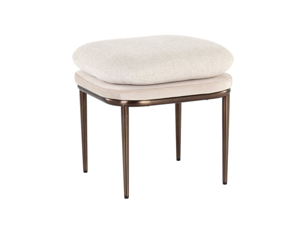 Sunpan Koffi Stool - Stylish Contemporary Design with Double Cushioned Seat and Sleek Stainless Steel Base Dark Bronze / Chacha Cream / Meg Taupe
