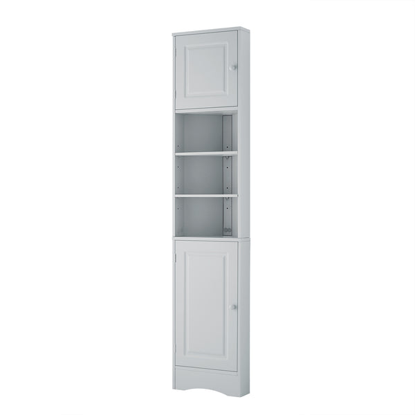 English Elm Multi-Functional Corner Cabinet Tall Trapezoid Bathroom Storage with Adjustable Shelves, Doors, Anti-Dump Device Grey WF530911AAE