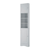 English Elm Multi-Functional Corner Cabinet Tall Bathroom Storage Cabinet With Two Doors and Adjustable Shelves, Open Shelf, Grey