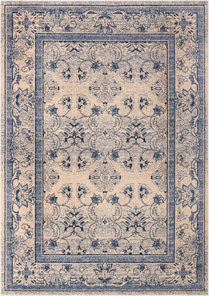 Unique Loom La Jolla Botanica Machine Made Floral Rug Ivory Blue, Beige/Blue/Light Blue/Ivory 7' 10" x 11' 0"