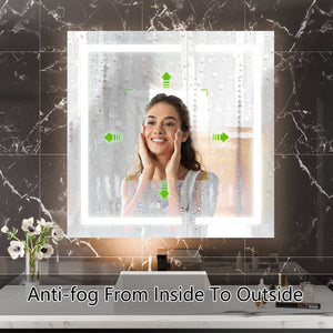 English Elm Smart Led Medicine Cabinet with Anti-fog Gfci Outlet Dimming Bathroom Storage W637P148122