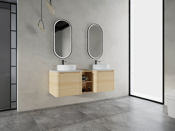 English Elm 60'' Wall-Mounted Bathroom Vanity With Ceramic Sink & Soft-Close Cabinet, Modern Storage Solution W999S00471