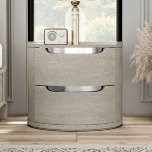English Elm Modern Matte Two-drawer Nightstand with Dovetail Joints and Felt-lined Storage Light Gray B2741P431070