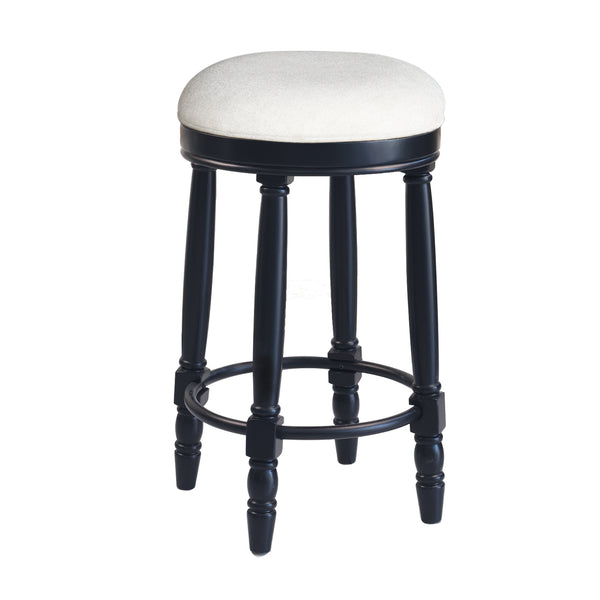 English Elm AGODY 26" Counter Height Swivel Bar Stools Set of 2 with Upholstered Seats and Sturdy Rubberwood Frame Black W2170P208076