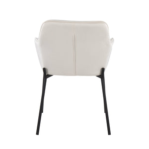 English Elm Contemporary Bucket Chair Set of 2 Cream Velvet Upholstered with Slim Black Metal Legs B202S01334