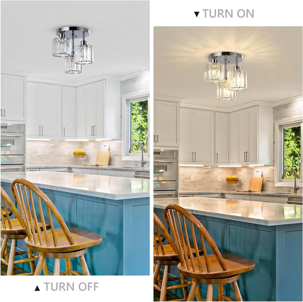 English Elm Semi Flush Rattan Ceiling Light 3-Light Boho Wicker Fixture Handwoven Lampshade Dimmable Cozy Ambience Silver W2738P185419