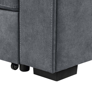 English Elm Ollie Woven Fabric Sleeper Sectional with Storage Chaise and Built-in Charging Ports Gray B2749S00204