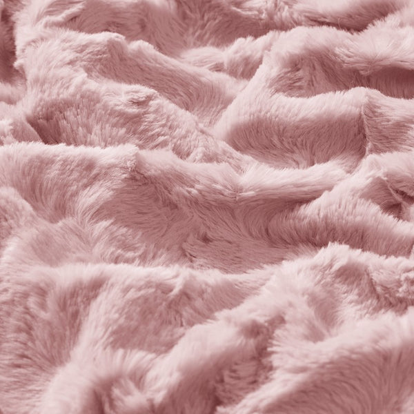 English Elm 1PC Luxurious 90x90" Faux Fur Blanket with Plush Serengeti Face and Soft Mink Backing for Cozy Comfort Blush 8.86 L x 12.6 W x 6.3 H B035P341150