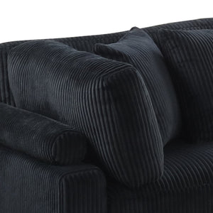 English Elm Bentley Modular Sectional In Black Corduroy – Versatile L-Shaped Design For Modern Living Spaces B009S01577