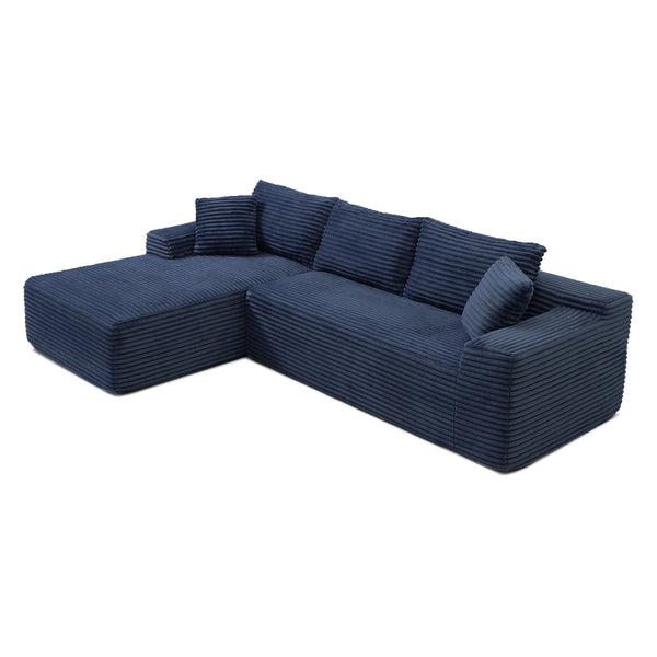 English Elm 105'' Modular Cloud Sectional with Deep Corduroy Cushions for Living Room Lounging W1117S00334