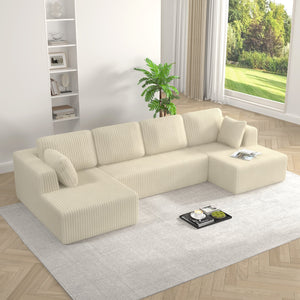 English Elm Sy247-2s-bge Modular Sectional Sofa Terrycloth Upholstery Reversible Layout Living Room W487P236071