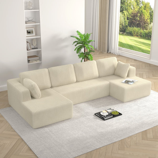 English Elm Sy247-2s-bge Modular Sectional Sofa Terrycloth Upholstery Reversible Layout Living Room W487P236071