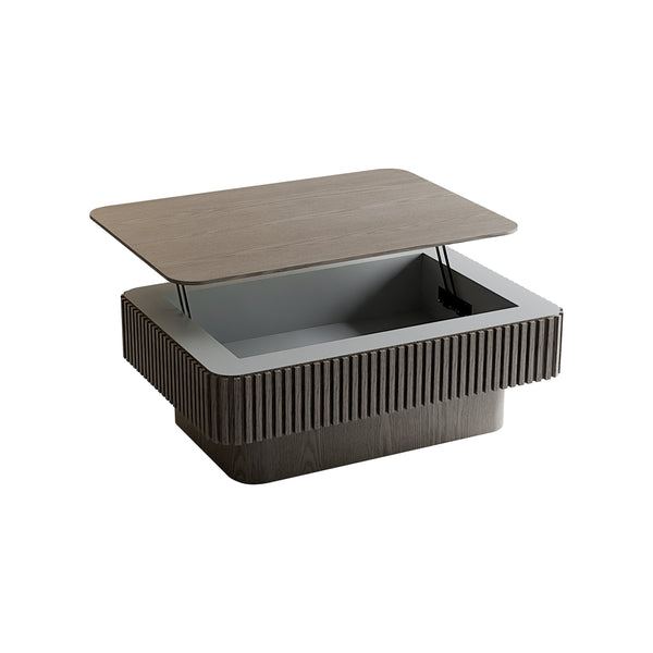 English Elm 38.6'' Fluted Lift Top Coffee Table Wood Veneer Hidden Storage Modern Living Room W1435P337635