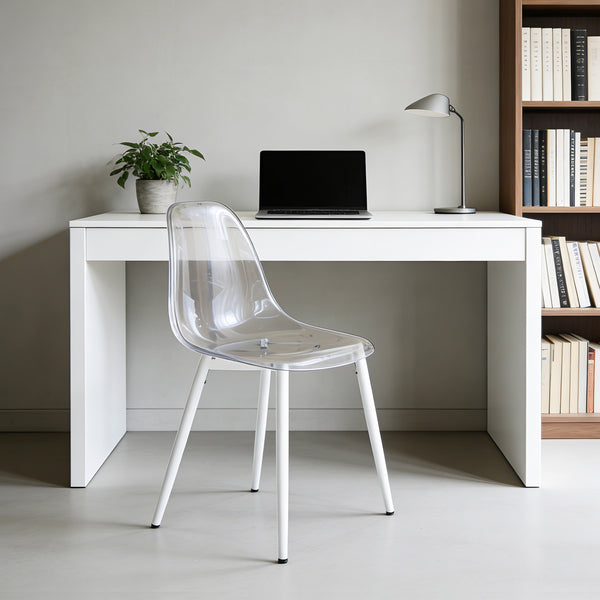 English Elm Dining Chair Set of 4 Ghost Style Acrylic Seat with Slim Metal Legs for Modern Spaces W234P417568