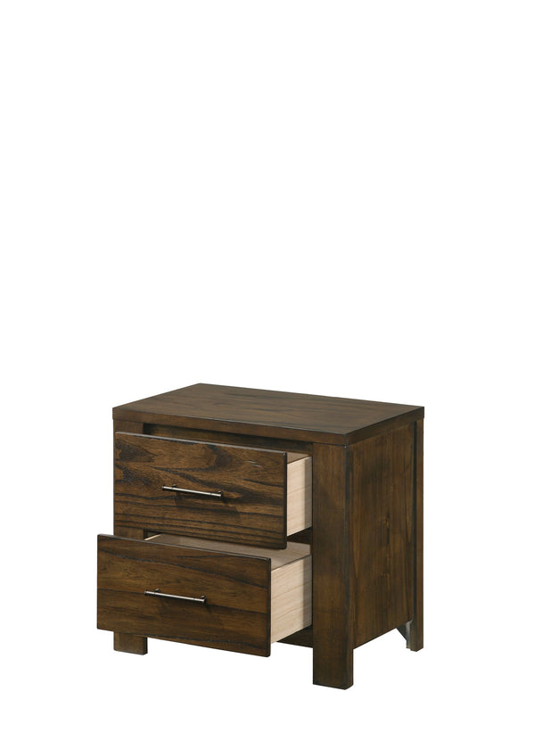 English Elm Merrilee Oak Finish Nightstand with 2 Dovetail Drawers, Antique Brass Handles, Smooth Metal Glides, Sturdy RBW Construction B2726P257356