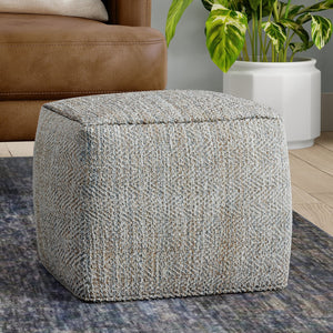 English Elm Nate Handwoven Cotton Square Pouf Artisan Footrest for Bohemian Living Rooms Gray B136P427595