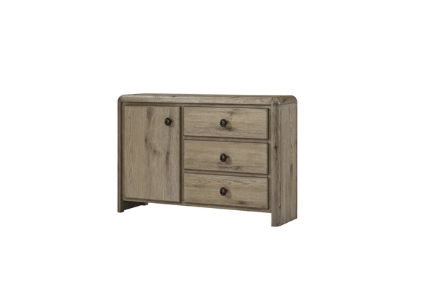 English Elm English Knotty Oak Veneer Accent Chest with Three Drawers for Living or Dining Rooms B2699P443197