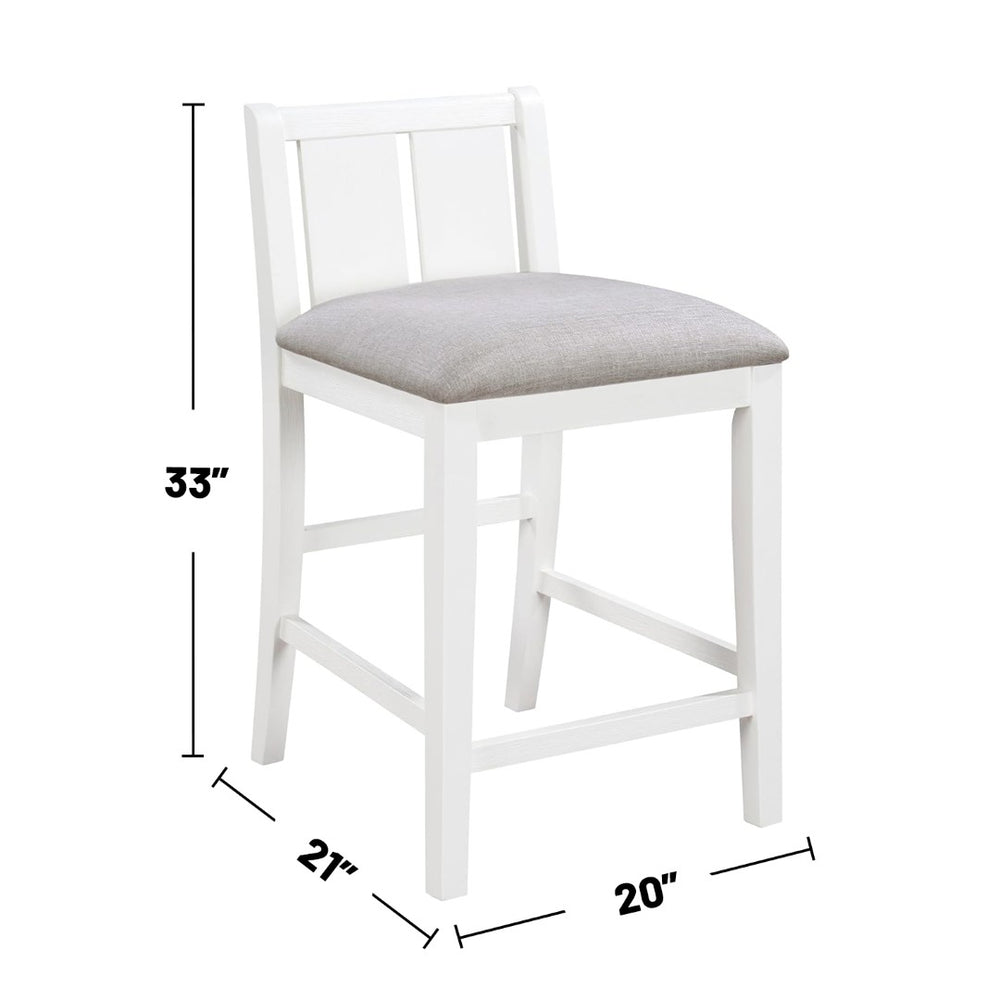 English Elm Set Of 2 Counter Height Chairs With Cream Upholstery, White Frame For Timeless Kitchen Style B016P392514-GIGA