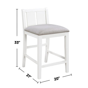 English Elm Set Of 2 Counter Height Chairs With Cream Upholstery, White Frame For Timeless Kitchen Style B016P392514-GIGA