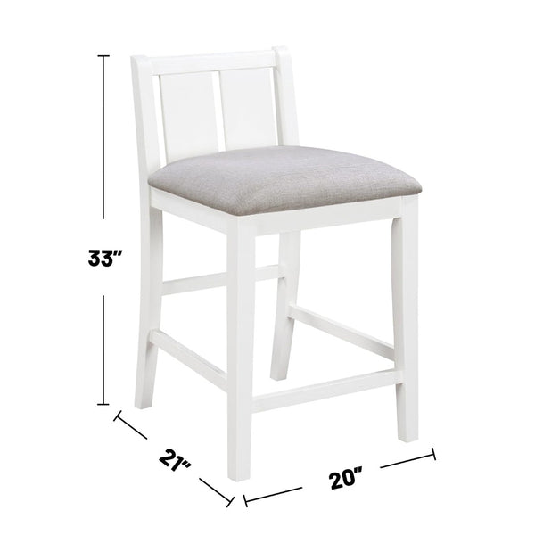 English Elm Set Of 2 Counter Height Chairs With Cream Upholstery, White Frame For Timeless Kitchen Style B016P392514-GIGA