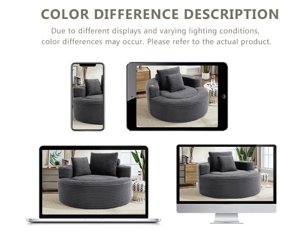 English Elm Round Cloud Sectional Sofa Bed with Memory Foam Cushions for Studio Living Spaces Dark Grey W3224P444286