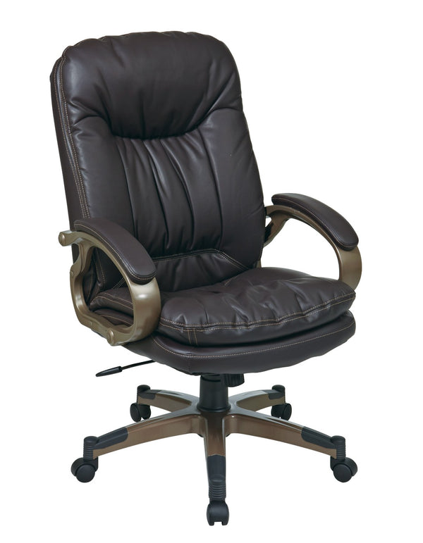 OSP Home Furnishings Executive High Back Bonded Leather Office Chair with Lumbar Support and Ergonomic Tilt Control ECH83501-EC1