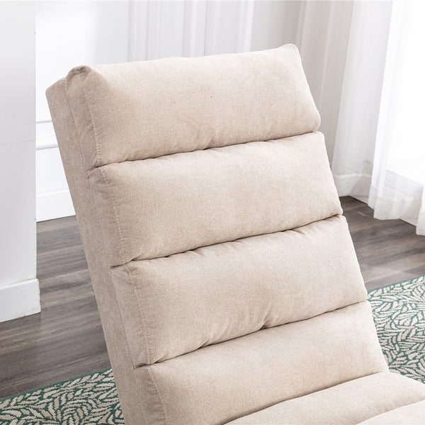 English Elm Linen Ergonomic Massage Chaise Lounge 140° Recline with Remote, 5 Modes, Heavy-Duty Frame, Beige W39539619