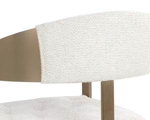 Sunpan Beaumont Ultra Contemporary Dining Armchair with T-Shaped Back and Stylish Tapered Arms Design Antique Brass / Rhea Light Barley