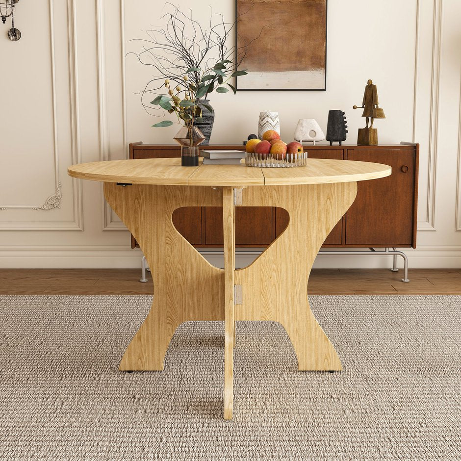 English Elm 43 Inch Foldable Mdf Dining Table with Warm Wood Grain Veneer for Compact Living Ancient Oak W2700P409329