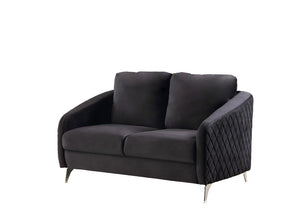 English Elm Livia Velvet Tufted Loveseat with Chrome Legs Glam Mid-century Living Room Seating Black B2749P413386