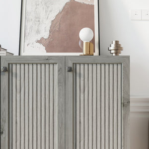 English Elm Storage Cabinet With Three Doors - Versatile Gray Sideboard Buffet With Adjustable Shelves & Easy Setup W2702P202503-GIGA