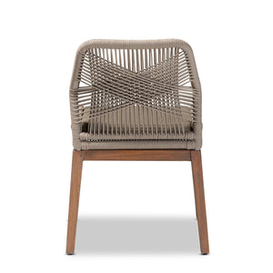 English Elm Mid-century Artisan Woven Rope Back Mahogany Dining Chair with Removable Cushion B2750P470064