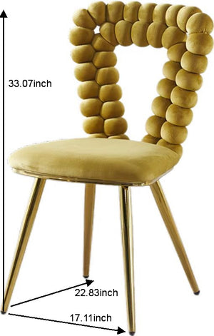 English Elm Modern Boucle Balloon Back Dining Chairs Set of 2 with Powder Coated Iron Legs W234P154835