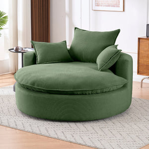 English Elm 360 Swivel Corduroy Barrel Lounge Chair with Pillows for Living Room or Bedroom Green W1752P410948
