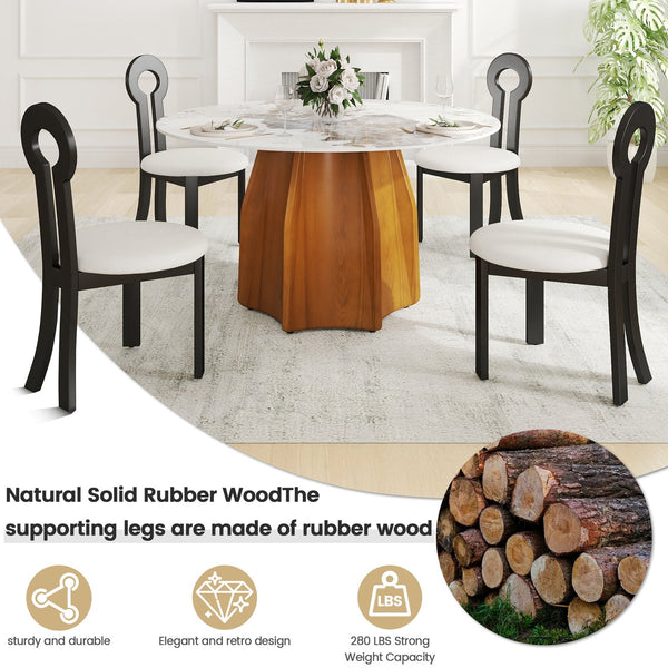 English Elm Vintage Rubber Solid Wood Dining Chair Set of 2 — Plush Berber Fleece Upholstery, Water & Stain Resistant, 280 lb Capacity Black,White W1535P281504