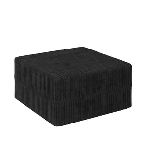 English Elm Ottoman Modular Sectional Sofa Terrycloth Upholstered Foam Sleeper for Modern Living Spaces Black W487P462939