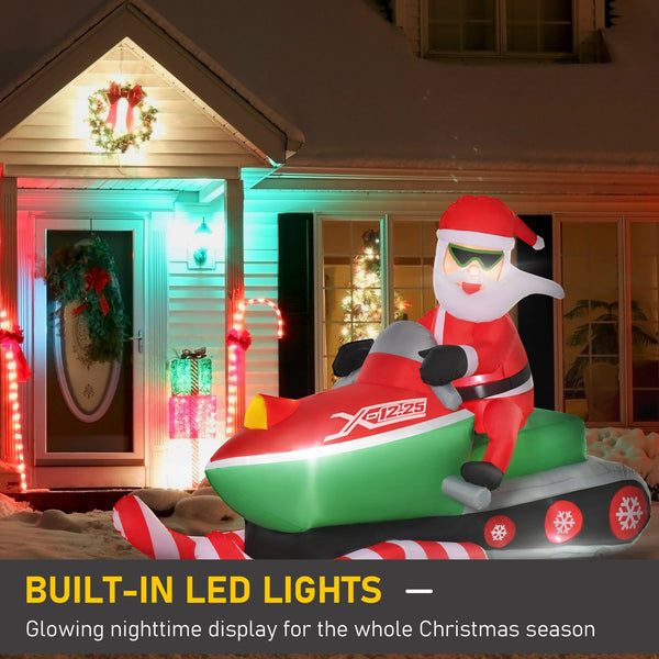 English Elm Homcom 7Ft Inflatable Santa Claus On Snowmobile - Led Lighted Outdoor Christmas Decor For Yards W2225P249955