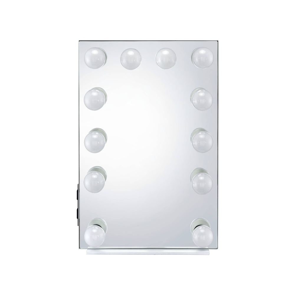 English Elm Asa Hollywood Vanity Mirror with Bulb Border White Lacquer Bedroom Accent B2726P445769