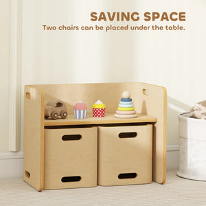 English Elm Height Adjustable Solid Birch Toddler Table Set Grows with Kids Fully Assembled T3971P411135