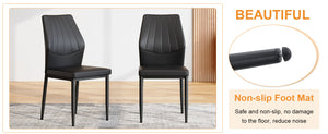 English Elm Table and Chair Set with Marble Glass Top Conical Legs and Four Pu Dining Seats W1151S04661