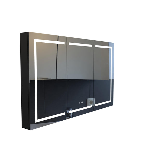 English Elm Matte Black Aluminum Medicine Cabinet with Led Lighting and Fog-free Vanity Mirror T3785P491992