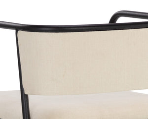 Sunpan BRENAN Barstool - Zenith Alabaster Upholstered Seat, Modern Ergonomic Design, Durable Black Frame 111182
