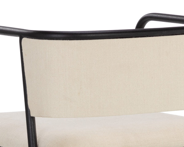 Sunpan BRENAN Barstool - Zenith Alabaster Upholstered Seat, Modern Ergonomic Design, Durable Black Frame 111182