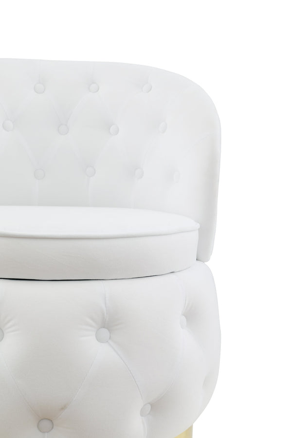 English Elm 360 Degree Swivel Cuddle Barrel Accent Storage Chairs Plush Velvet Round Armchair with Hidden Storage and Luxurious Comfort White W1420P198929